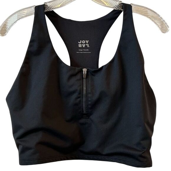 JoyLab Women's Black Racerback 1/2 Zip Sports Bra Size L - Picture 2 of 9